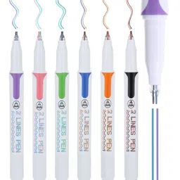 Super Toy 0.5mm Double Line Pen Two Color Outline for Writing 3D Drawing Dual Line Highlighter Pens for Art Craft Journal Calligraphy Scrapbook - Assorted 6 Pen-picture-14