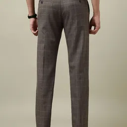 Arrow Men Checked Slim Fit Mid-Rise Formal Trousers image 2