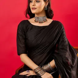 Anouk Ethnic Motifs Printed Zari Tussar Saree image 2