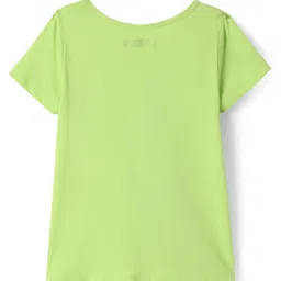 Pine Kids Cotton Knit Half Sleeves Solid T-Shirt & Dungaree with Alphabet Print - Black & Light Green image 3