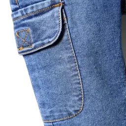 Babyhug Cotton Denim Full Length Washed Jeans with Stretch - Blue image 3