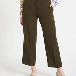 AMSWAN Women Smart Straight Fit High-Rise Trousers-image-77