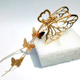 SHREEWATCHES Women Butterfly Shape Golden Hair Claw Clip with 3 wings-picture-30