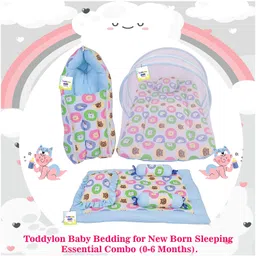 Babytoons Baby Bedding for New Born Sleeping Essential Combo (0-6 Months) Blue image 4