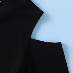 Mark & Mia Full Cold Shoulder Sleeves Party Dress with Bow Applique & Floral Print - Black image 4