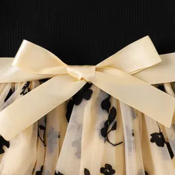 Mark & Mia Full Cold Shoulder Sleeves Party Dress with Bow Applique & Floral Print - Black image 5