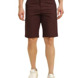 Allen Solly Maroon Cotton Slim Fit Shorts-picture-45