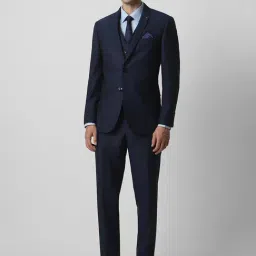 Van Heusen Navy Slim Fit Texture Three Piece Suit-picture-32
