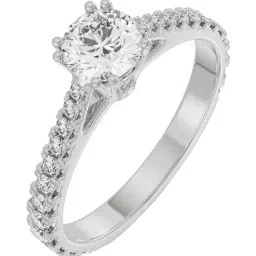 Emori 18k White Gold & Diamond Round Solitaire Halo Ring-picture-24