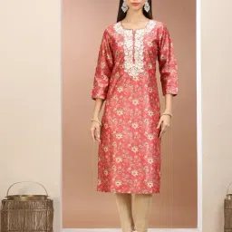 Cotton Culture Peach Silk Embroidery Kurta-image-7