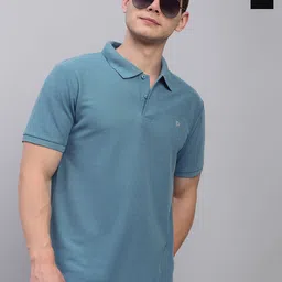 LUX PARKER Men Pack of 2 Solid Polo Collar Cotton T-shirts-picture-45