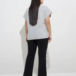 Gia by Westside White Stripe Printed Cotton-Blend T-Shirt image 2