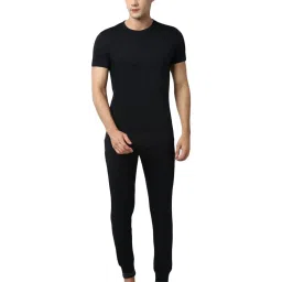 Peter England Black Cotton Regular Fit T-Shirt With Joggers image 1