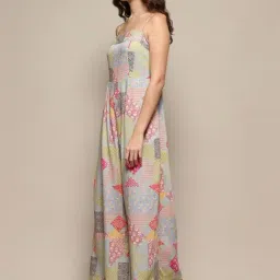 Biba Blue Printed Jumpsuit With Shrug image 4