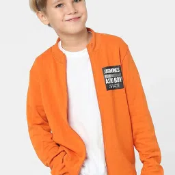Jack & Jones Junior Burnt Orange Cotton Printed Full Sleeves Jacket image 1