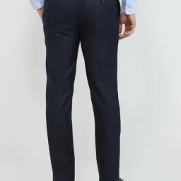 Raymond Dark Blue Checked Regular Fit Trousers image 2