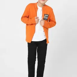 Jack & Jones Junior Burnt Orange Cotton Printed Full Sleeves Jacket image 4