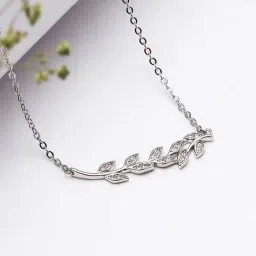 GIVA 92.5 Sterling Silver Leaf Pendant with Chain-picture-22