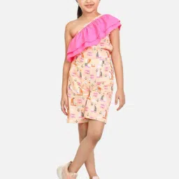 Lilpicks Kids Peach & Pink Cotton Printed Jumpsuit-picture-21