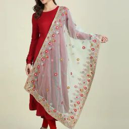 Dupatta Bazaar Pista Green Zari Work Dupatta-picture-15