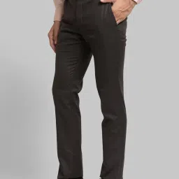 Park Avenue Dark Brown Super Slim Fit Checks Trousers image 3