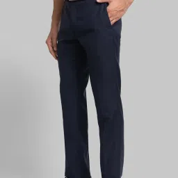 Raymond Blue Regular Fit Self Pattern Trousers image 3