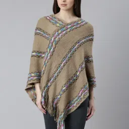 showoffff SHOWOFF Khaki Striped Poncho-picture-17