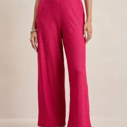 FEMMELLA Pink Relaxed Fit Embroidered Trousers-picture-45