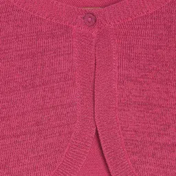 MINI KLUB Girls Pink Solid Button Shrug image 3