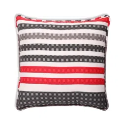 Swayam Grey & Red Cotton 240 TC Cushion Covers - Set of 2 image 2