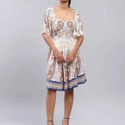 Label Ritu Kumar Off White Floral A Line Dress-picture-5