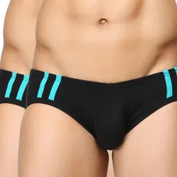 BASIICS by La Intimo Black & Blue Striped Briefs (Pack of 2) image 1