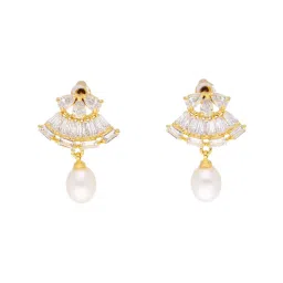 Sri Jagdamba Pearls White Pearl Gold Plated Necklace Set image 4