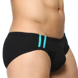 BASIICS by La Intimo Black & Blue Striped Briefs (Pack of 2) image 2