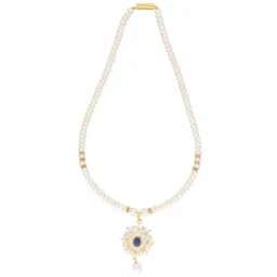 Sri Jagdamba Pearls White Pearl Gold Plated Necklace Set image 2