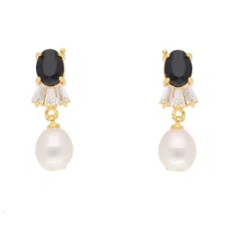 Sri Jagdamba Pearls Black & White Pearl Gold Plated Necklace Set image 4