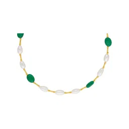 Sri Jagdamba Pearls Green & White Pearl Gold Plated Necklace Set image 3