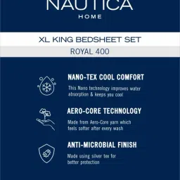 Nautica Sand & Multi Cotton Abstract 500 TC King Bedsheet with 2 Pillow Covers image 5