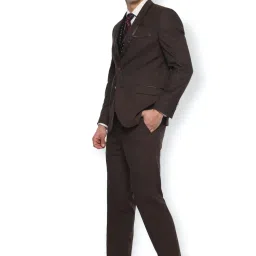 Van Heusen Brown Slim Fit Printed Three Piece Suit image 3