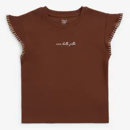 Y&F Kids by Westside Brown Text Design Ribbed Cotton-Blend Top-picture-16
