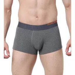 Jack & Jones Navy & Dark Grey Melange Regular Fit Trunks - Pack Of 2 image 3