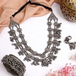 Teejh Pitara Collection Divitha Silve Oxidized Jewellery Set-picture-3