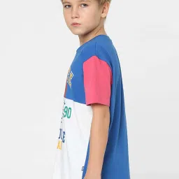 Jack & Jones Junior Blue & White Cotton Printed T-Shirt image 3