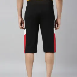 3Pin Black Cotton Regular Fit Color Block Shorts image 2