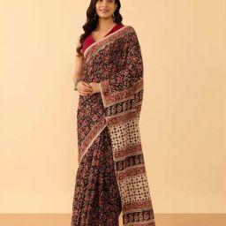 Taneira Black Cotton Printed Saree-picture-11