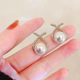 Adornity Women Silver Earrings image 2