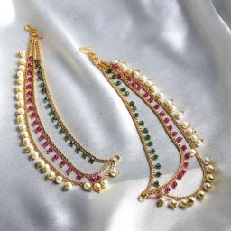 Zeneme Gold Plated Multi Strand Earrings With Pearl Ear Chain-picture-29