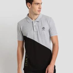 U.S. Polo Assn. Grey & Black Cotton Slim Fit Colour Block Sports Polo-picture-15