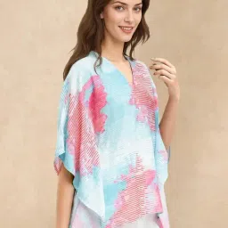 RAREISM Blue Linen Abstract Top image 3