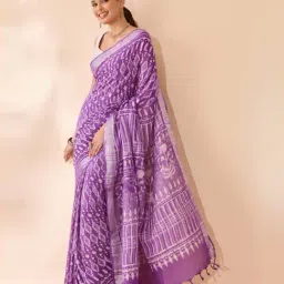 Taneira Light Violet Printed Saree image 4